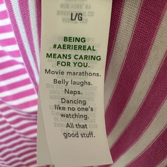 Aerie NEW Pajama Henley Tank Top Pink & White Stripes Racerback Size Large - Picture 10 of 15